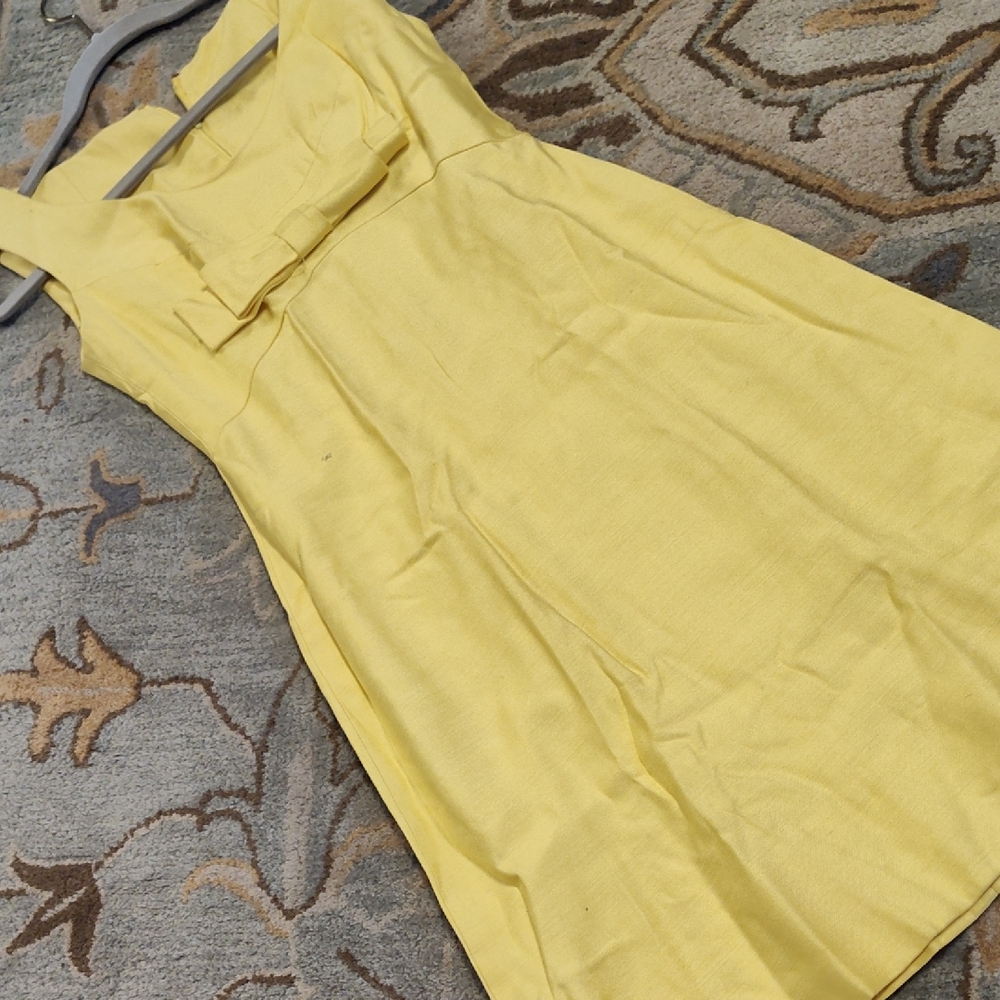 Yellow Sleeveless Bow-Accent Women's Dress